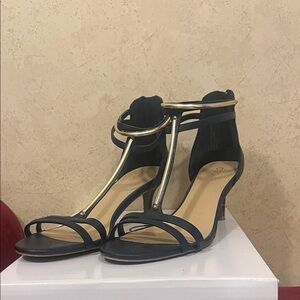 Navy and Gold Strappy Heels